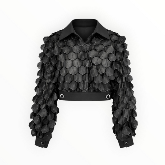 3D Appliqué Cropped Blouse size M
