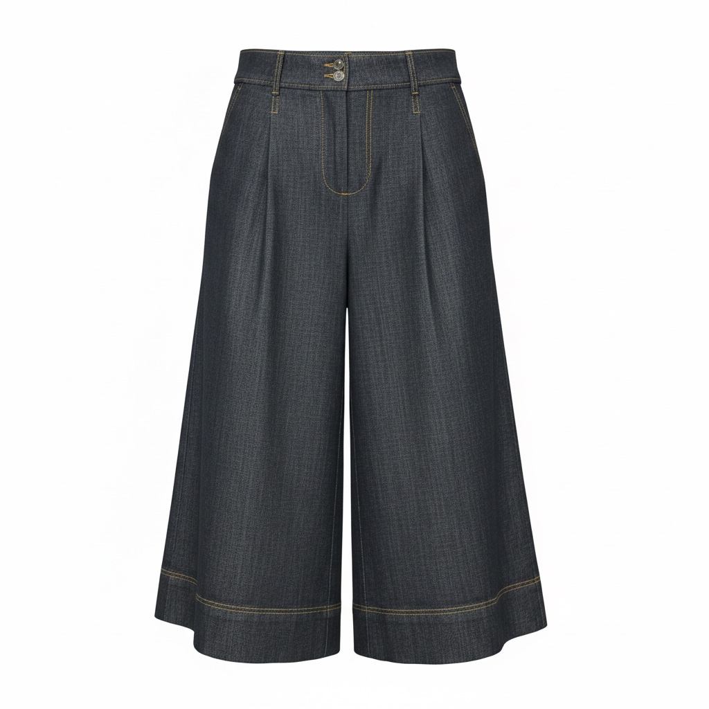 Wide-Leg Denim Culottes size S