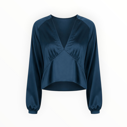 Satin Wrap Front Crop Blouse size 10 NEW WITH TAGS