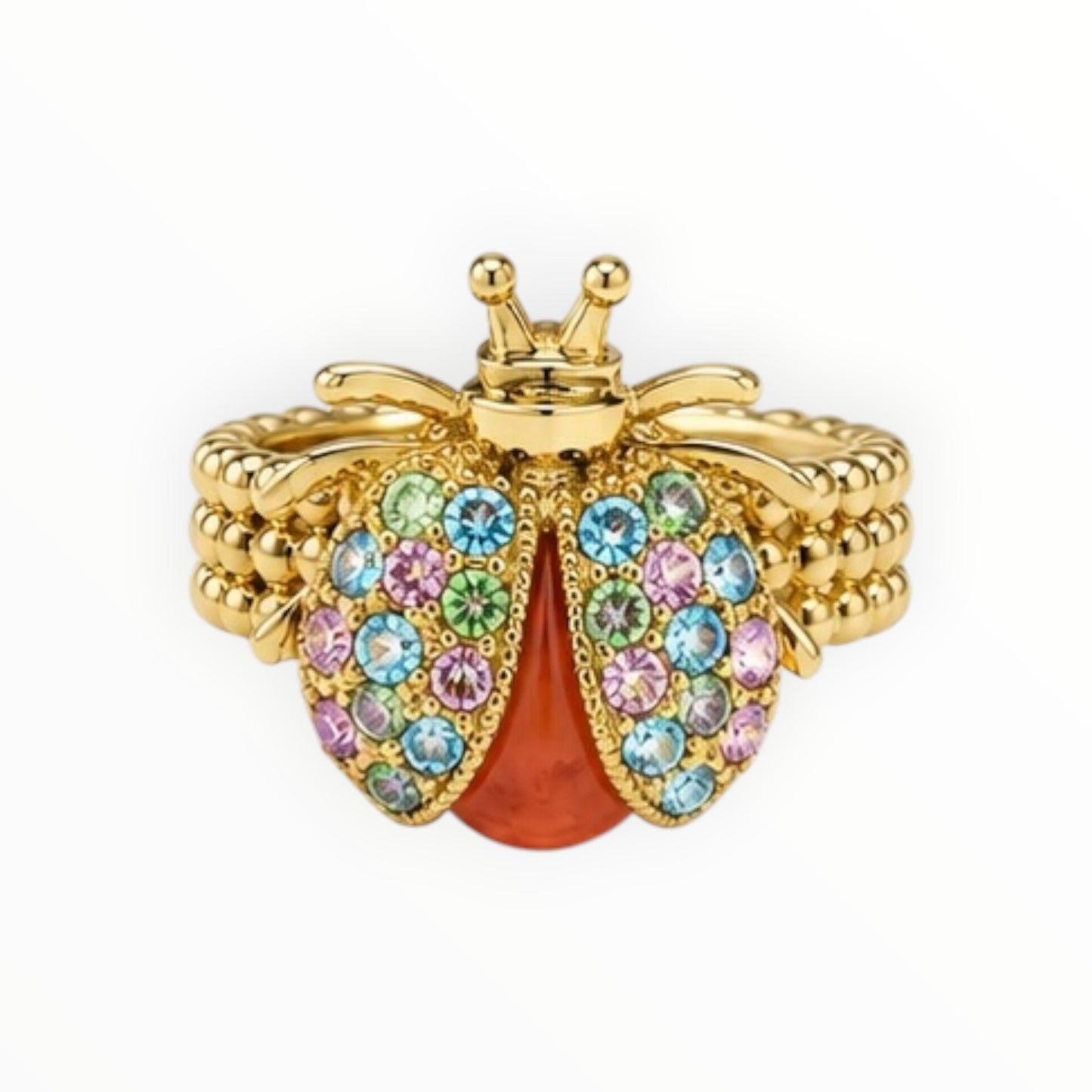 Crystal Ladybug Statement Ring