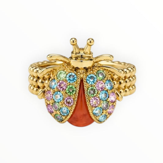 Crystal Ladybug Statement Ring