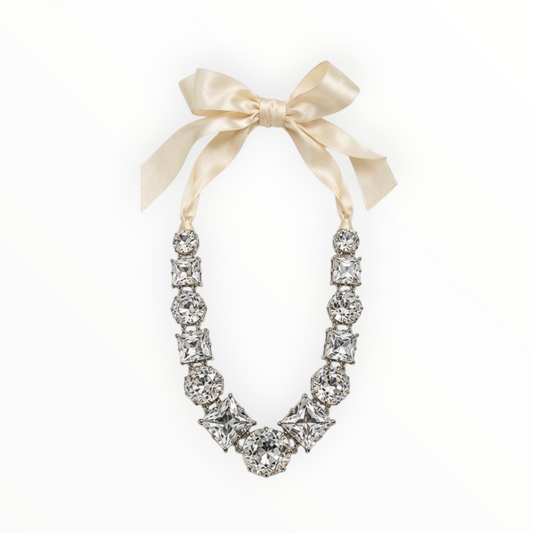 Crystal Kaleidoscope Satin Ribbon Collar Necklace