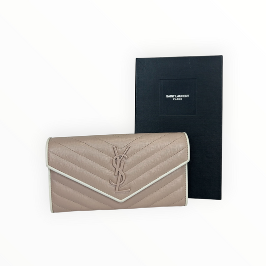 Rose Poudre Matelasse Leather Monogram Continental Wallet