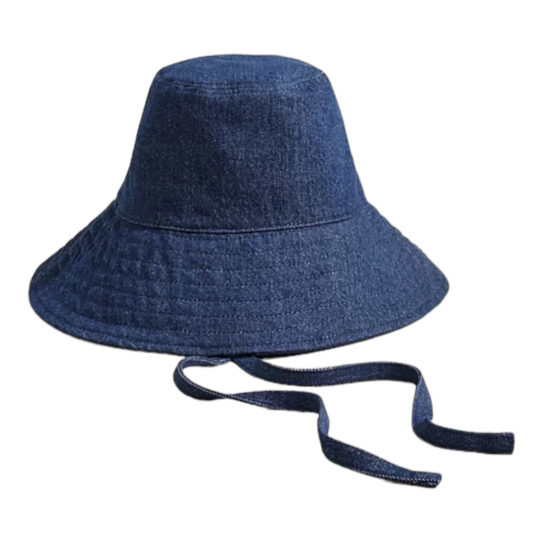 Denim bucket hat with ties