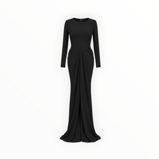 Long-Sleeve Draped Gown size 40