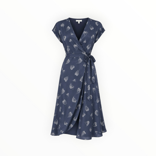 Printed Tie-Waist Wrap Dress size M
