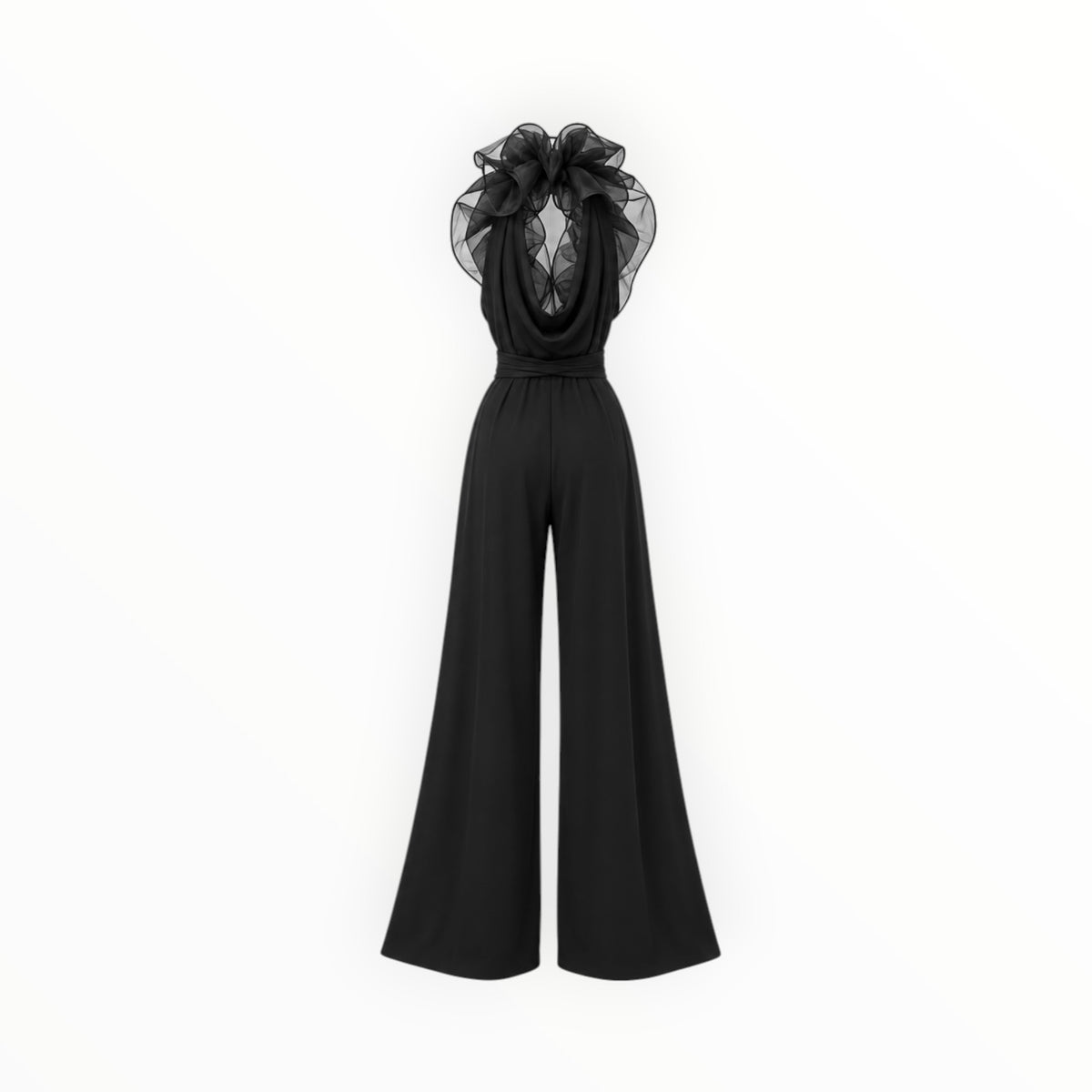 Ruffle Halter Neck Wide-Leg Jumpsuit size M