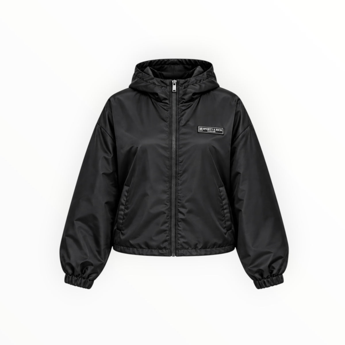 Cropped Hooded Zip-Up Windbreaker Jacket size XL