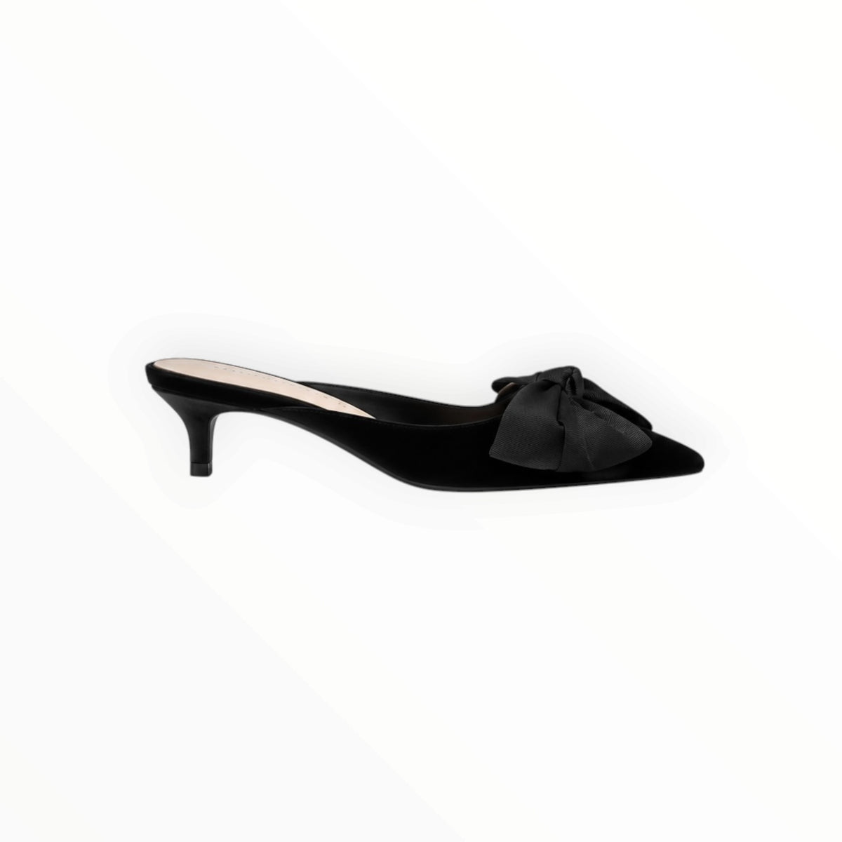 Velvet Bow Pointed-Toe Kitten Heel Mules size 38 NWT