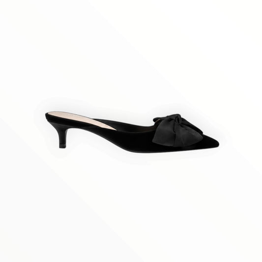 Velvet Bow Pointed-Toe Kitten Heel Mules size 38 NWT