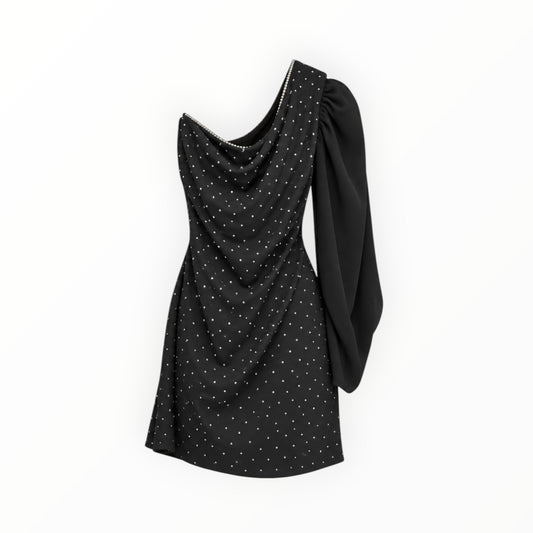 Rhinestone One-Shoulder Dress size 42(S) NEW WITH TAGS