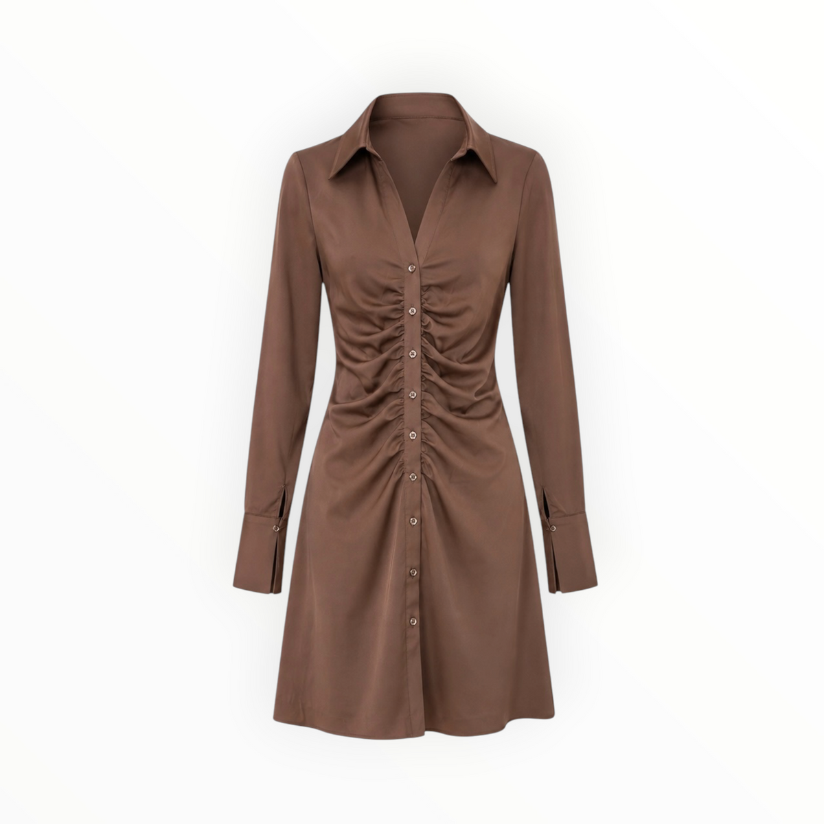 Ruched Button-Front Shirt Dress size M