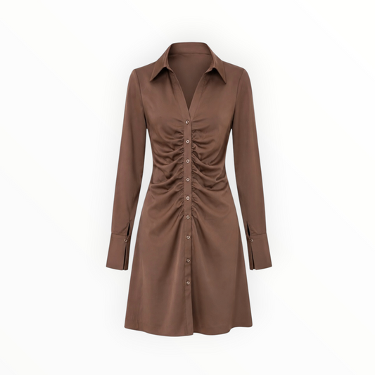 Ruched Button-Front Shirt Dress size M