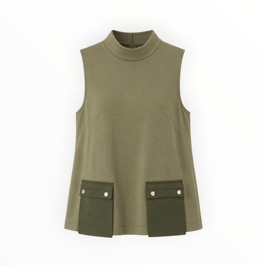 Utility Pocket Mock Neck Sleeveless Top size S