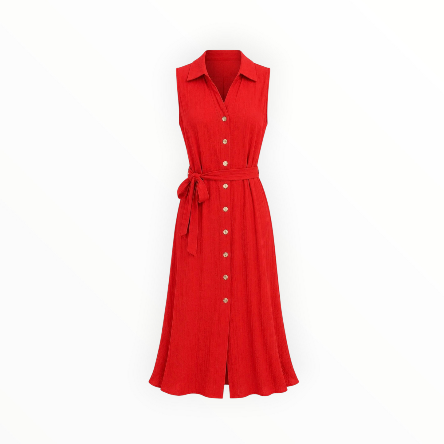 Button-Front Belted Midi Dress size 8