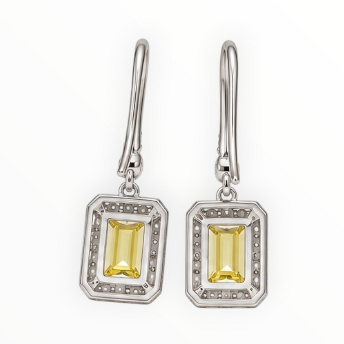 Yellow Rectangular Drop Earrings