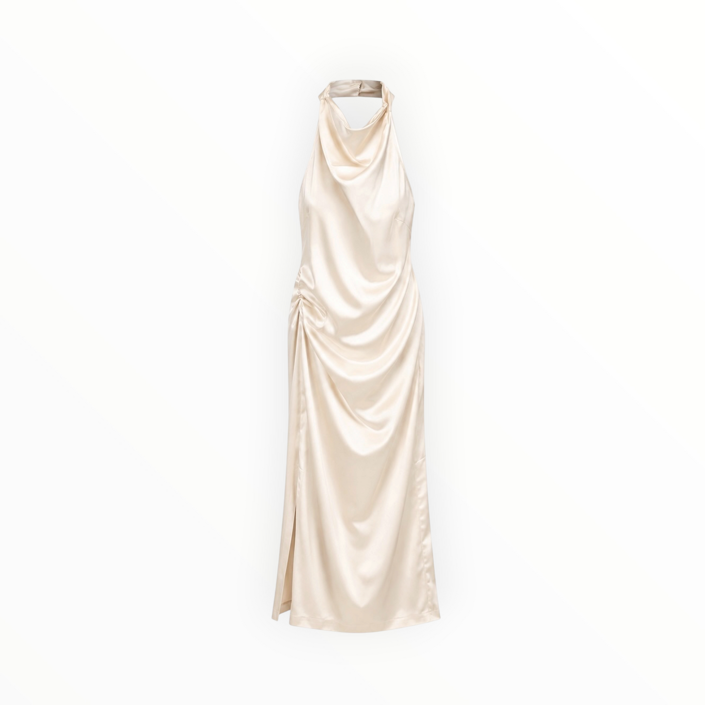 Satin Ruched Halter Dress size M
