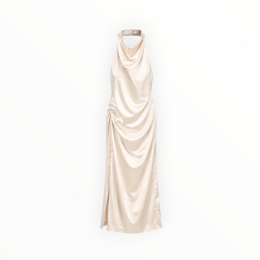 Satin Ruched Halter Dress size M