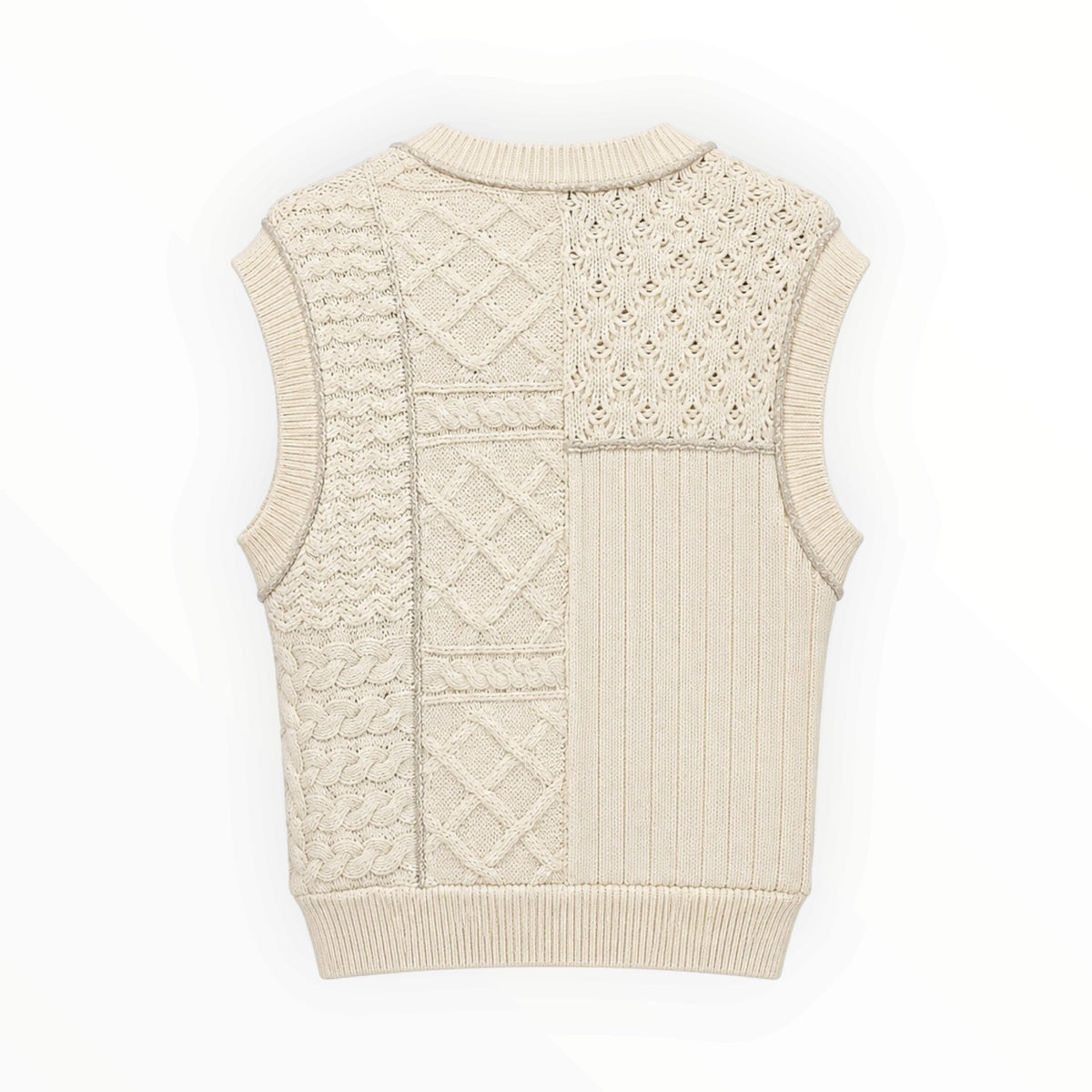 Patchwork Cable Knit Sweater Vest size S