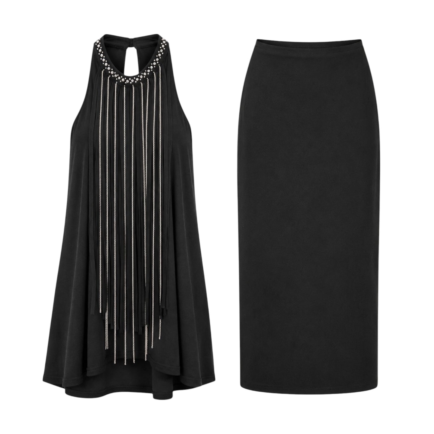 Embellished Tunic & Midi Skirt Set size 8