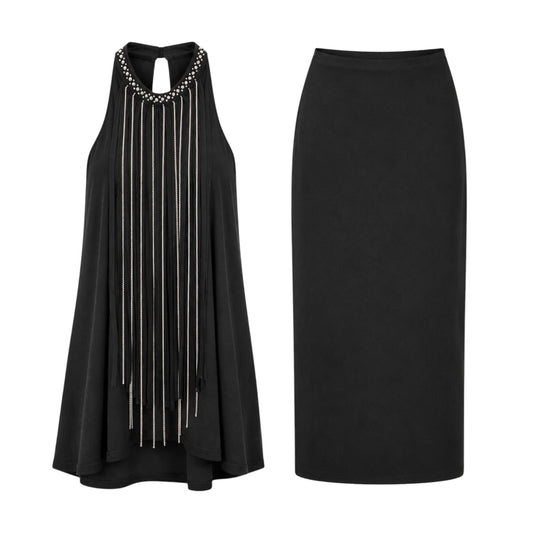 Embellished Tunic & Midi Skirt Set size 8
