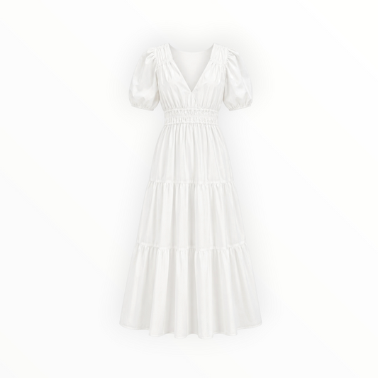 Puff Sleeve Smocked Tiered Dress size S