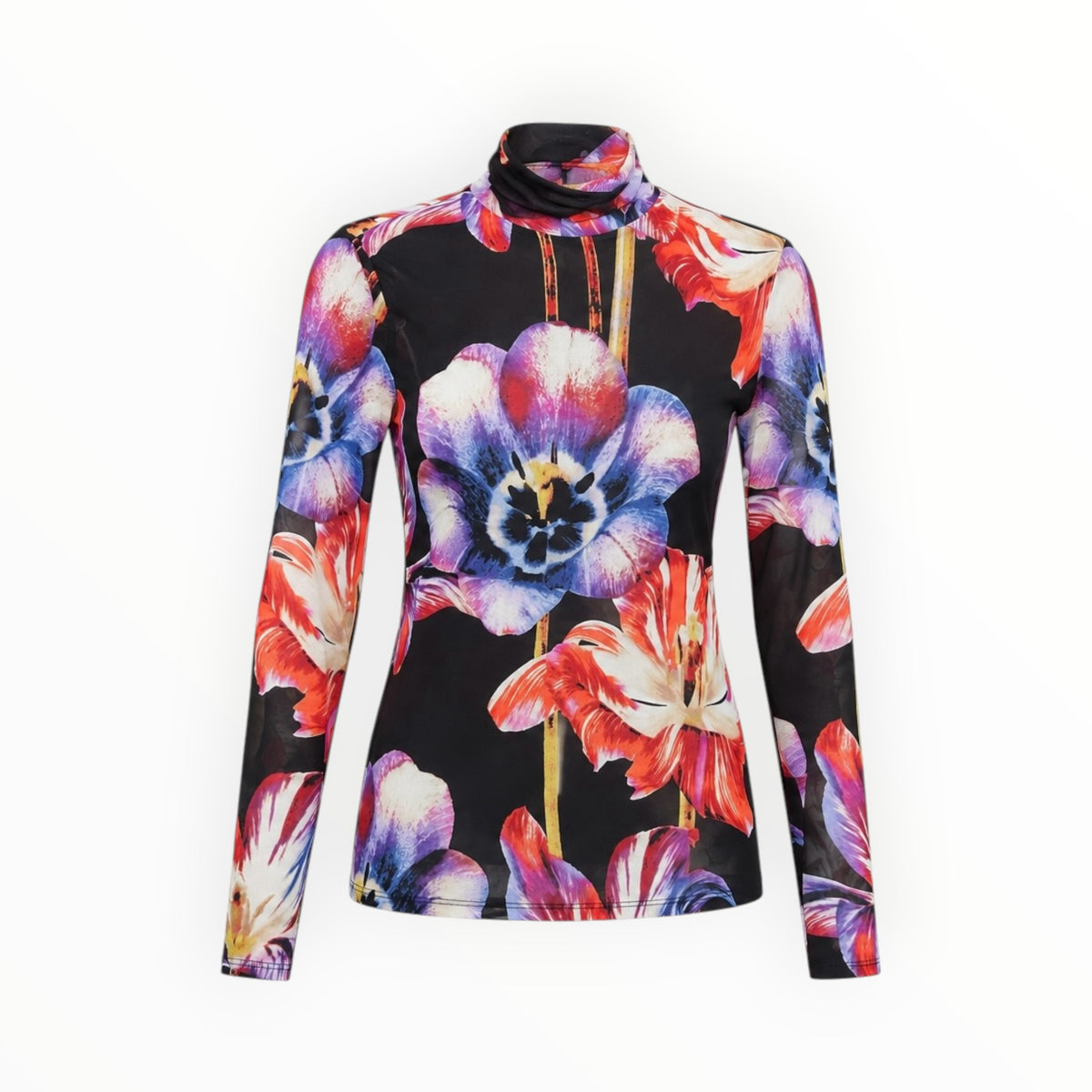 Floral Print Mock Neck Top size S