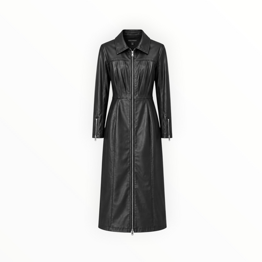 Coated Long-Sleeve Zip Dress size 10
