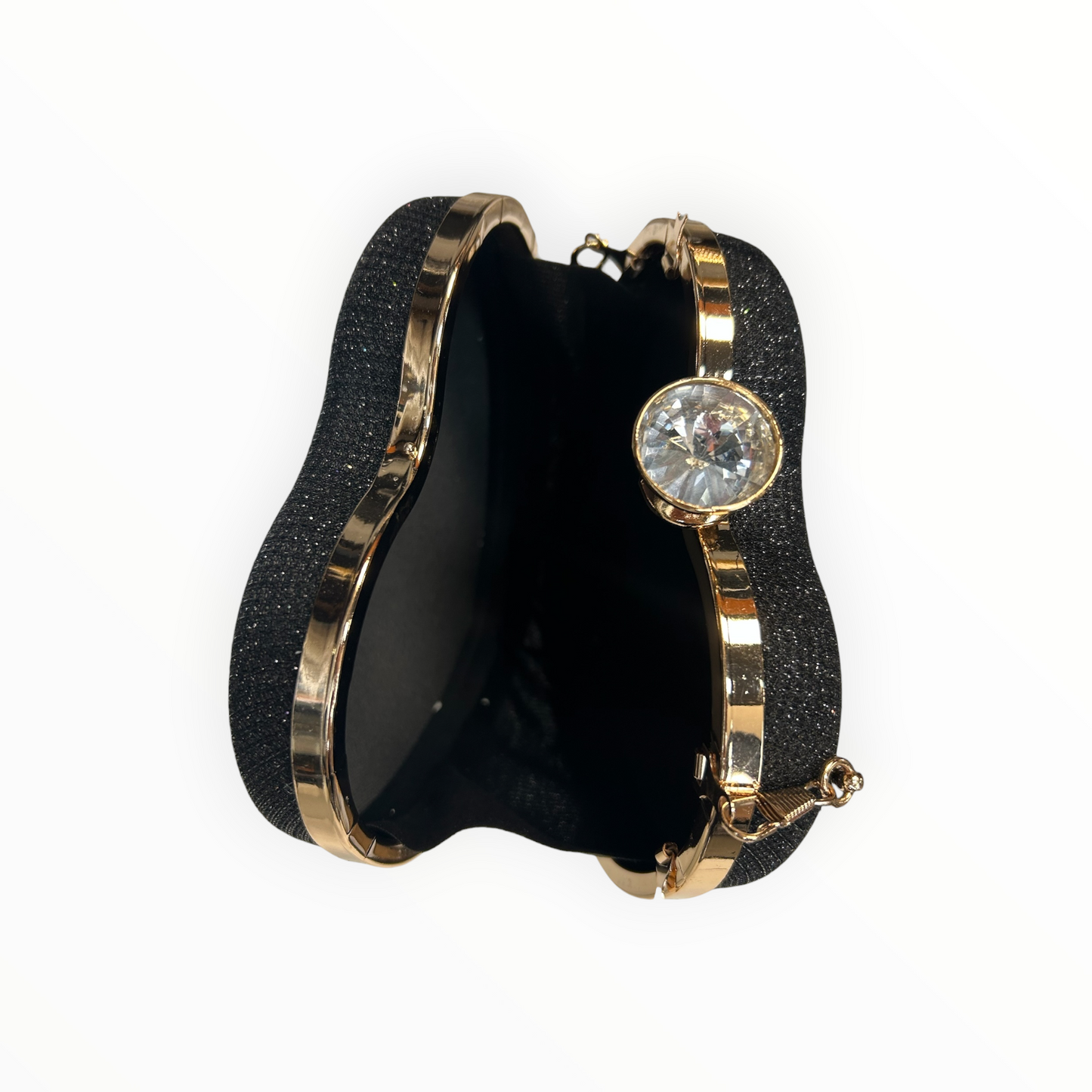 Heart-Shaped Clutch with Gold Handle & Chain Strap
