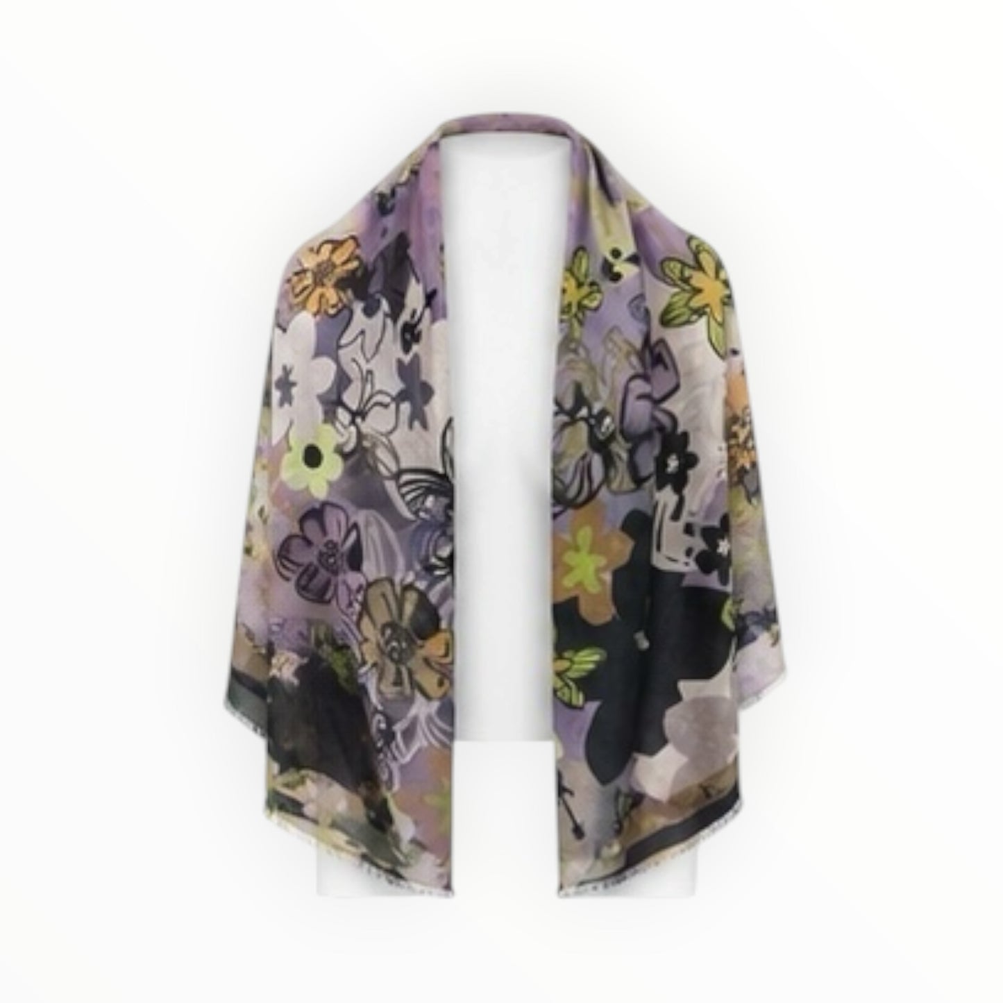 Abstract Floral Music Print Lightweight Scarf