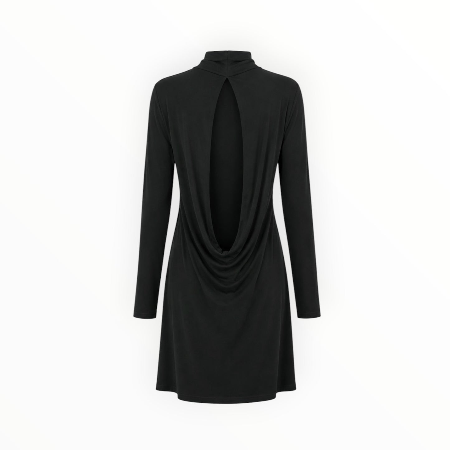 Turtleneck Open-Back Swing Dress size S