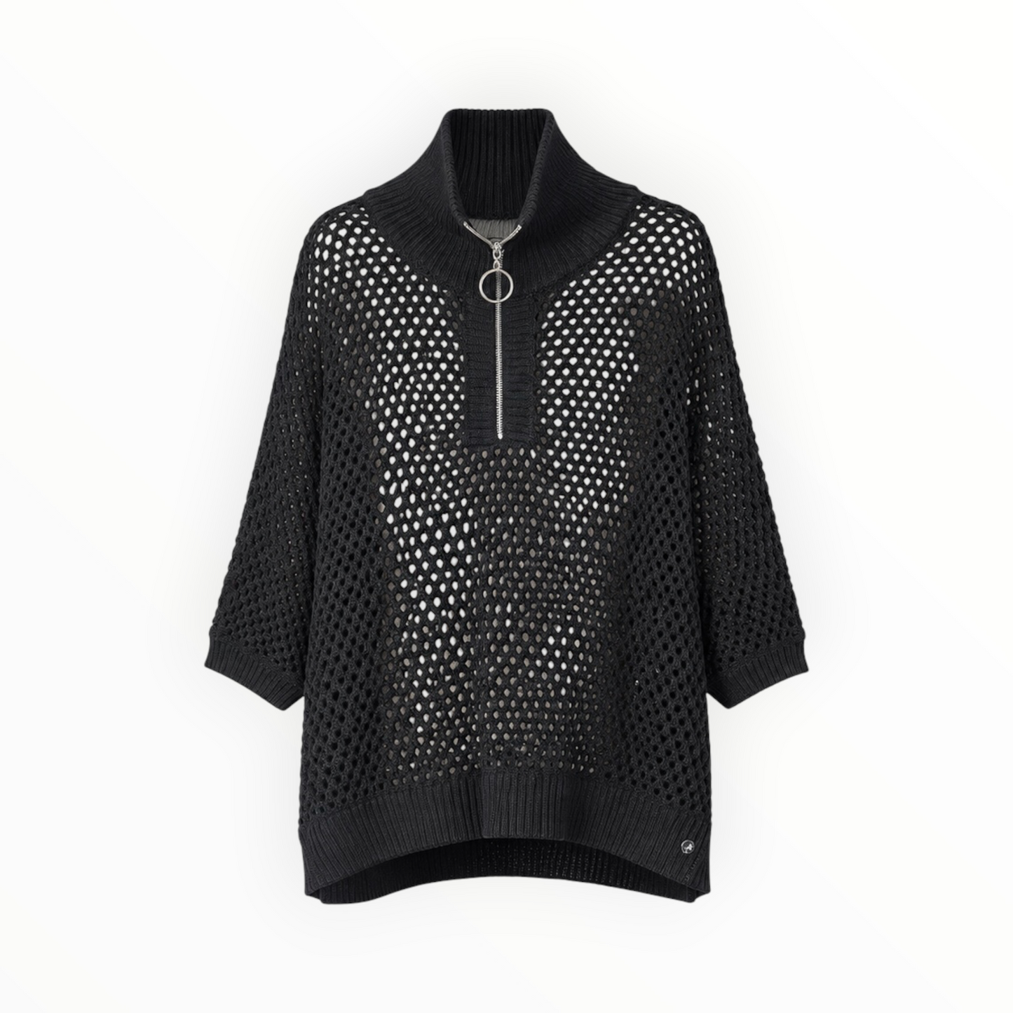 Open-Knit Zip Mock Neck Sweater size XXL
