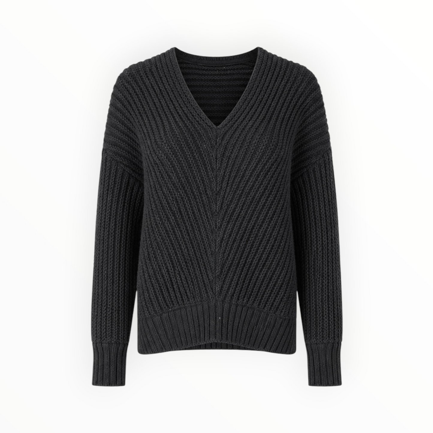V-Neck Ribbed Sweater size L