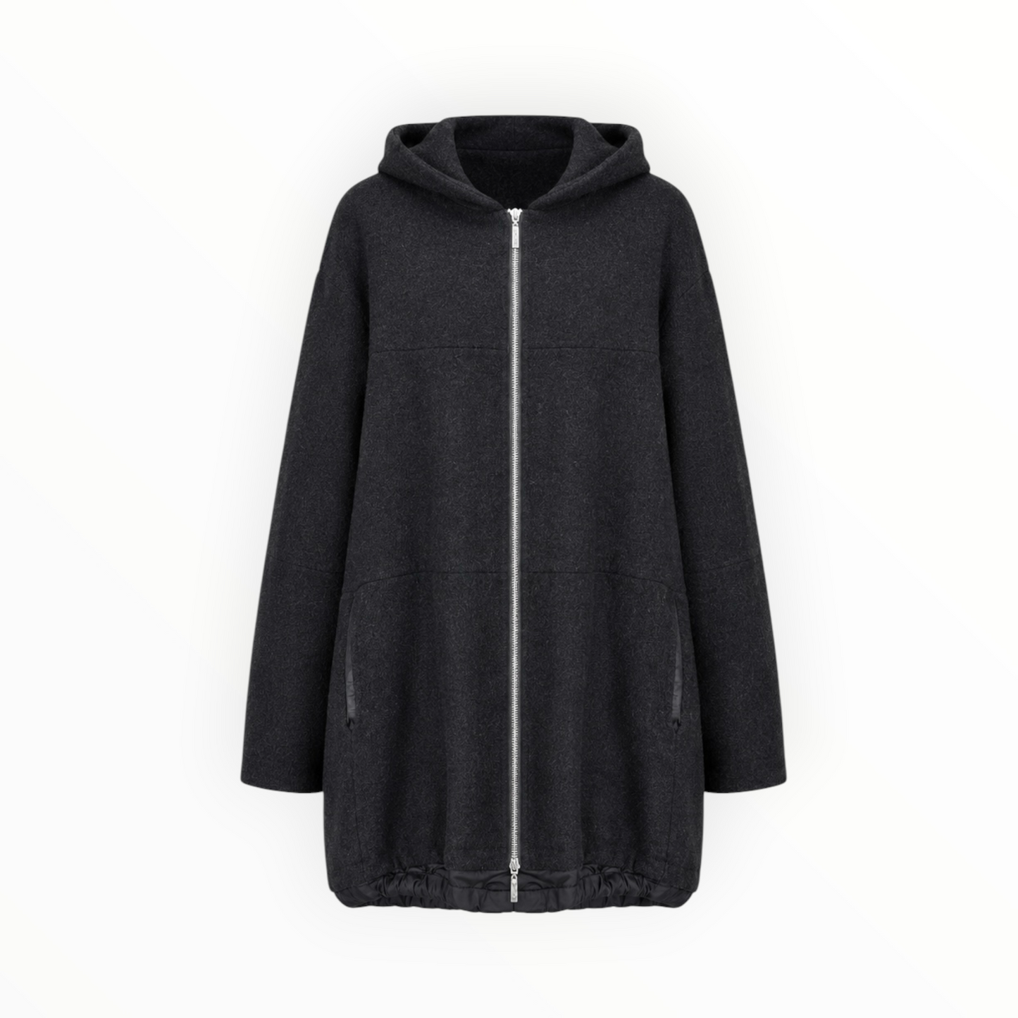 Hooded Wool-Blend Zip Coat size 8
