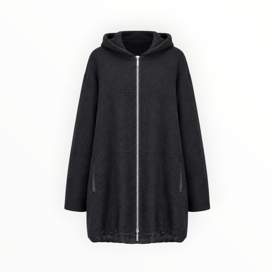 Hooded Wool-Blend Zip Coat size 8