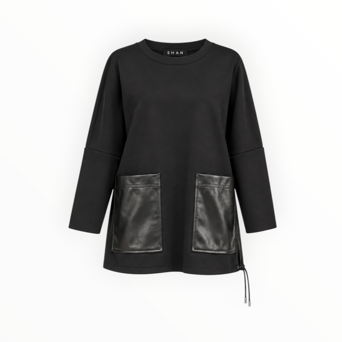 Tunic with Faux Leather Pockets size L