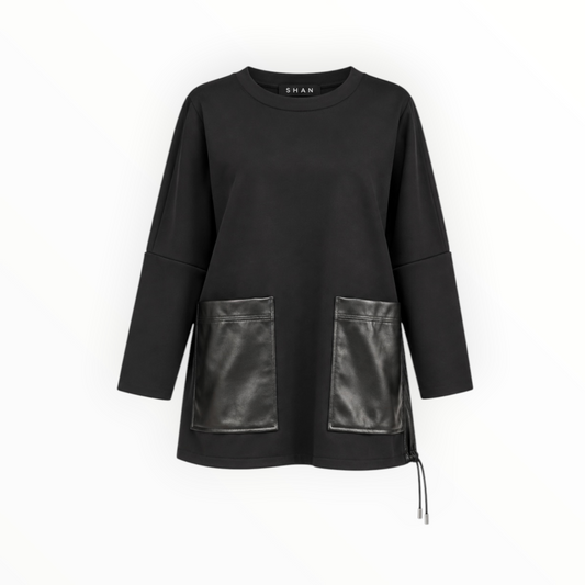 Tunic with Faux Leather Pockets size L