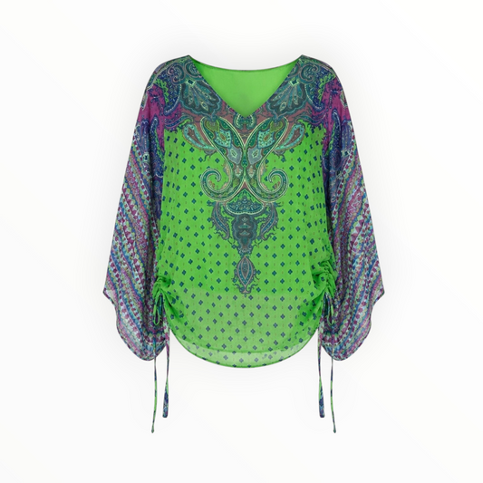 Paisley Drawstring Blouse size M