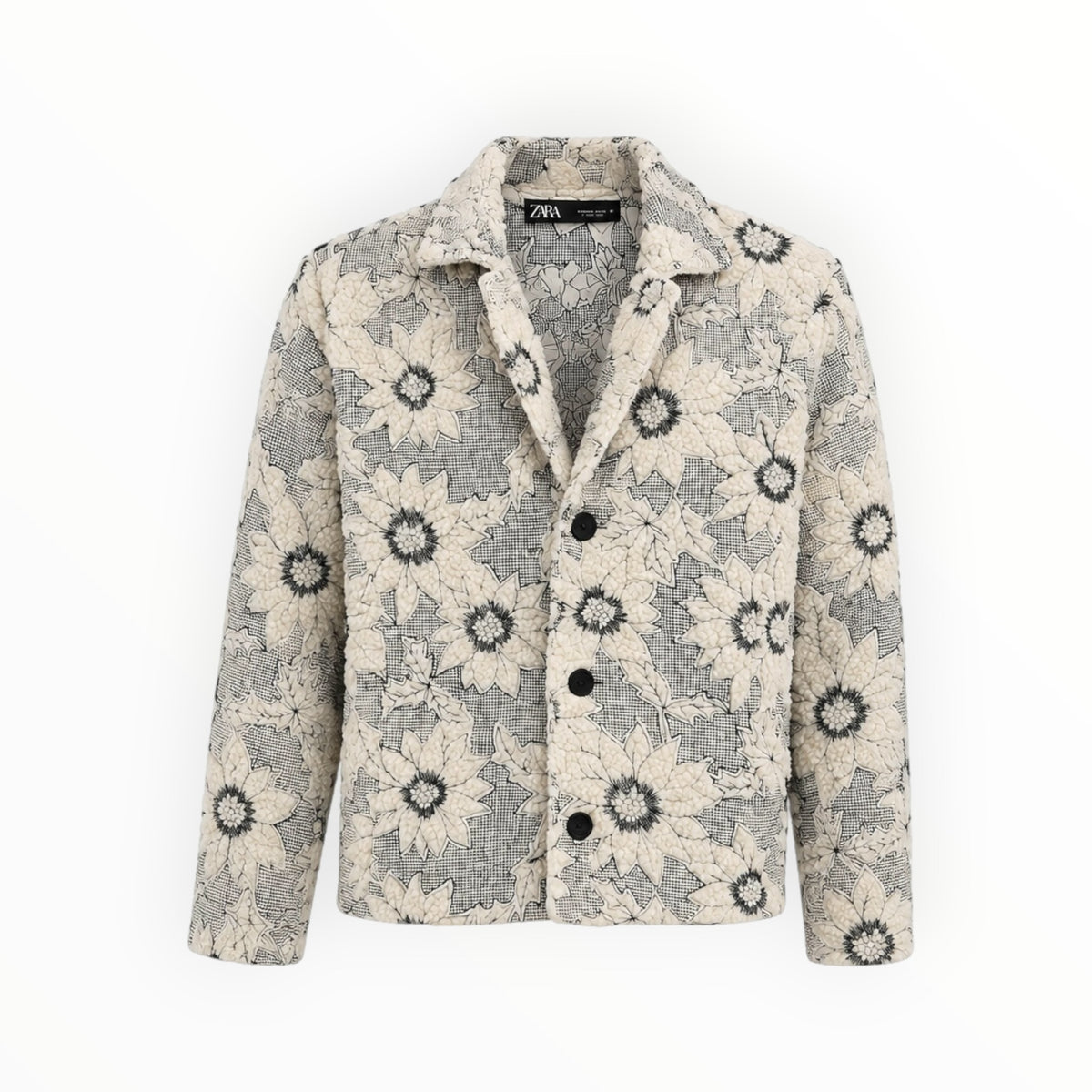 Textured Floral Sherpa Jacket size M