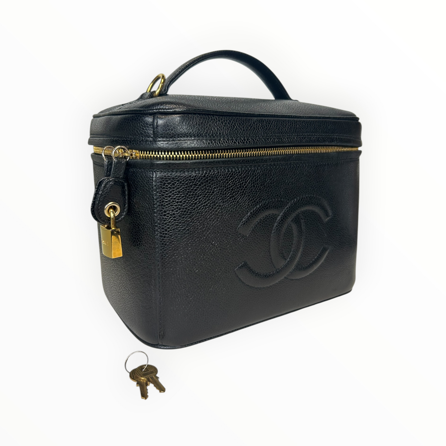 Vintage Black Caviar Vanity Case with Key