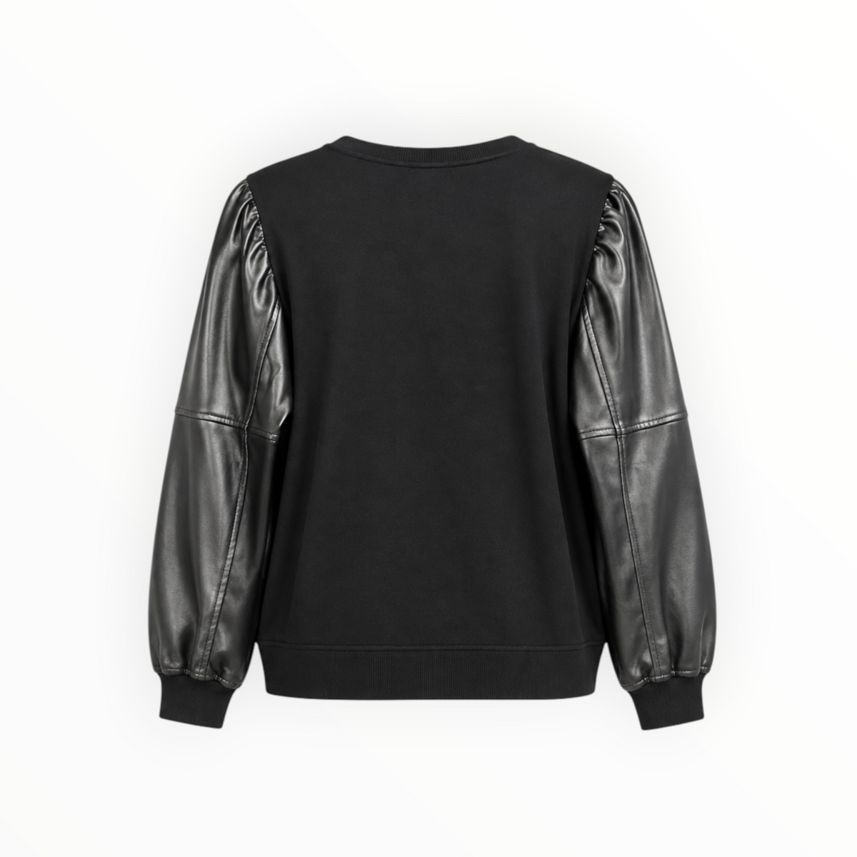Faux Leather Sleeves Sweatshirt size M