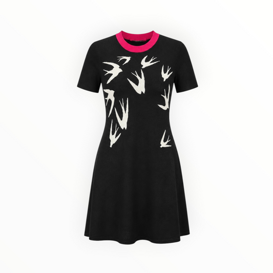 Knit Swallow Print Dress size S