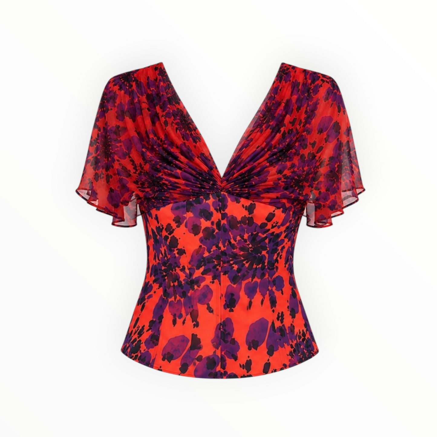 Floral Ruched Blouse & Pencil Skirt Set size 48