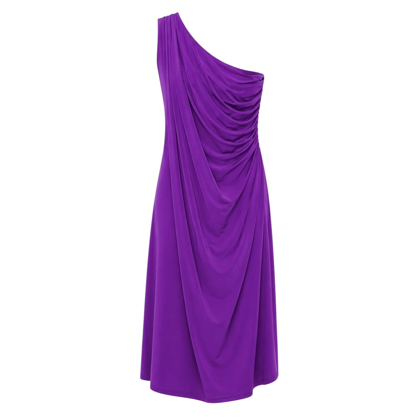 One-Shoulder Draped Midi Dress size 14