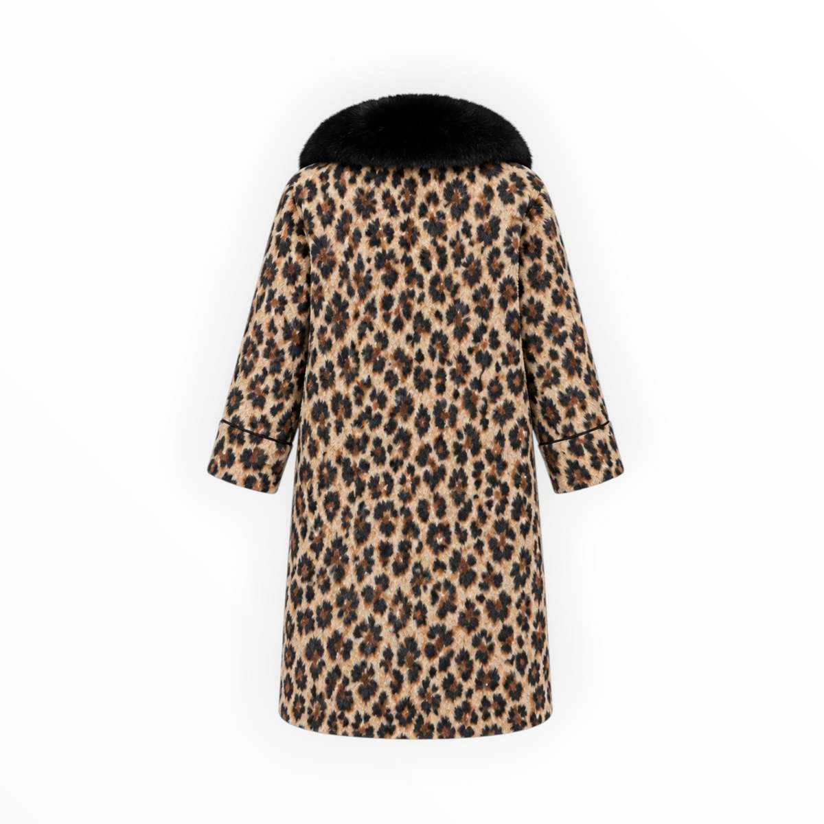 Reversible Leopard & Black Fur Trim Coat size M