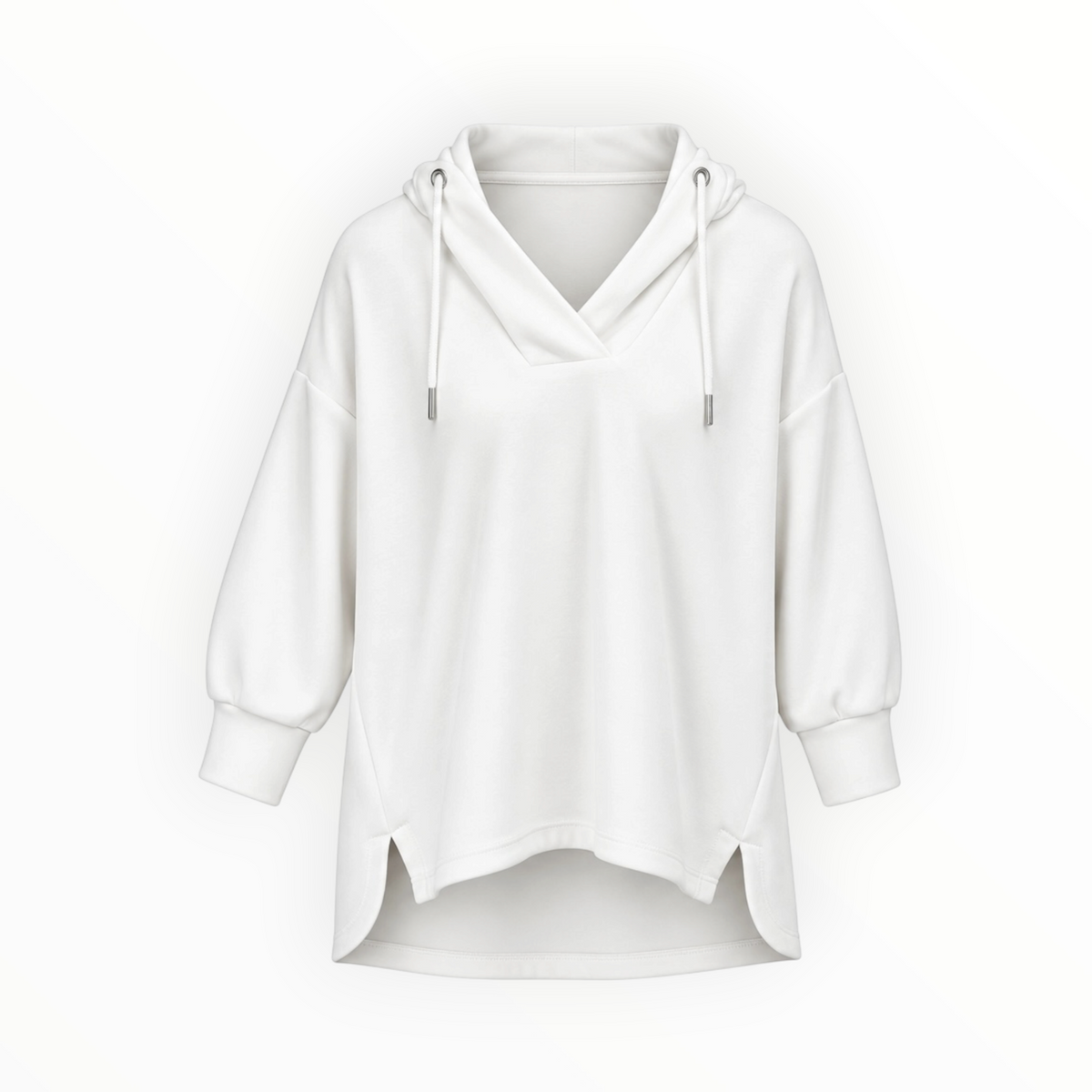 V-Neck Hooded Longline Sweatshirt size S