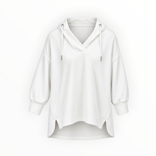 V-Neck Hooded Longline Sweatshirt size S
