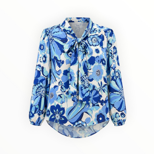 Floral Tie-Neck Blouse size M NEW WITH TAGS