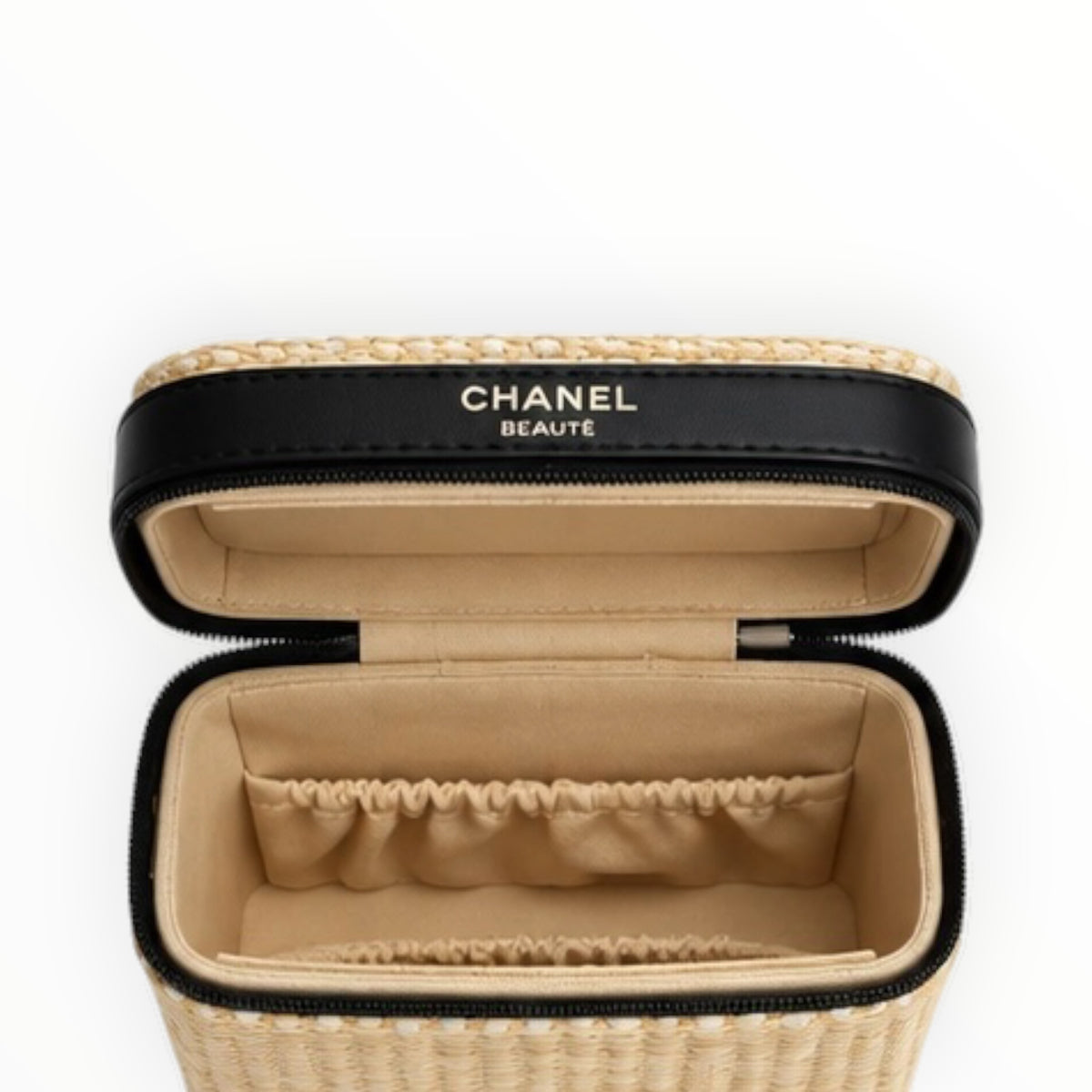 Les Beiges Woven Straw Beauty Case