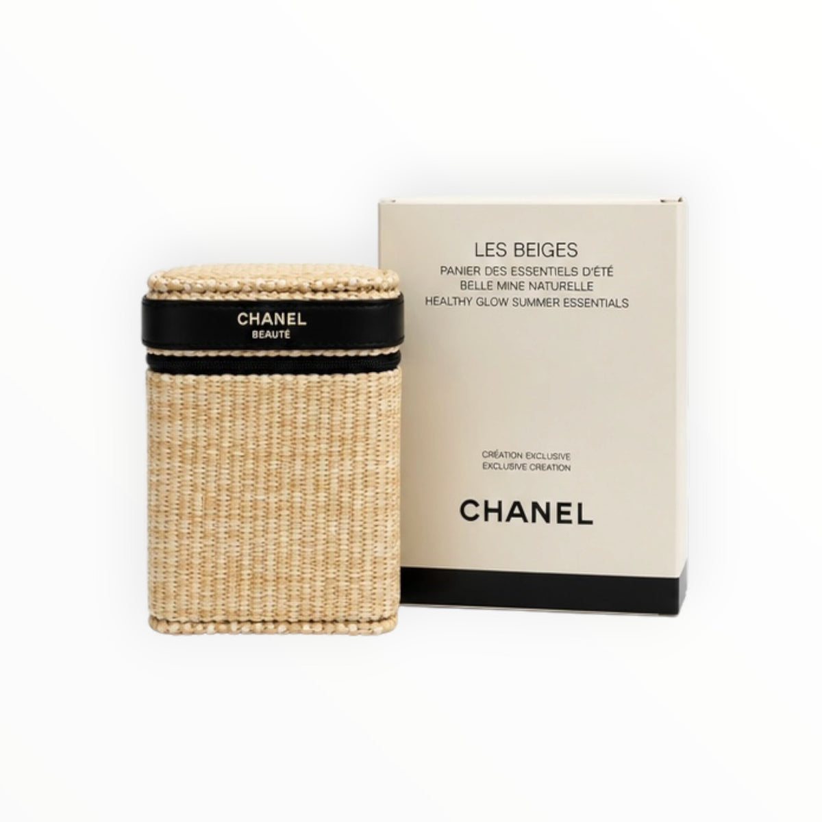 Les Beiges Woven Straw Beauty Case